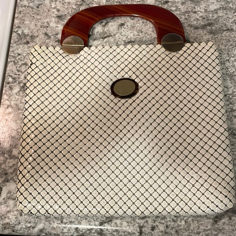 Vintage Whiting and Davis large White  mesh Bag